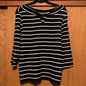 Chicos 3/4 length sleeve striped sweater. Size large